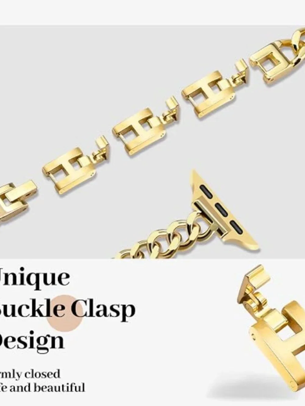 Slim Gold Apple Watch Band Women’s Adjustable Metal Chain Strap